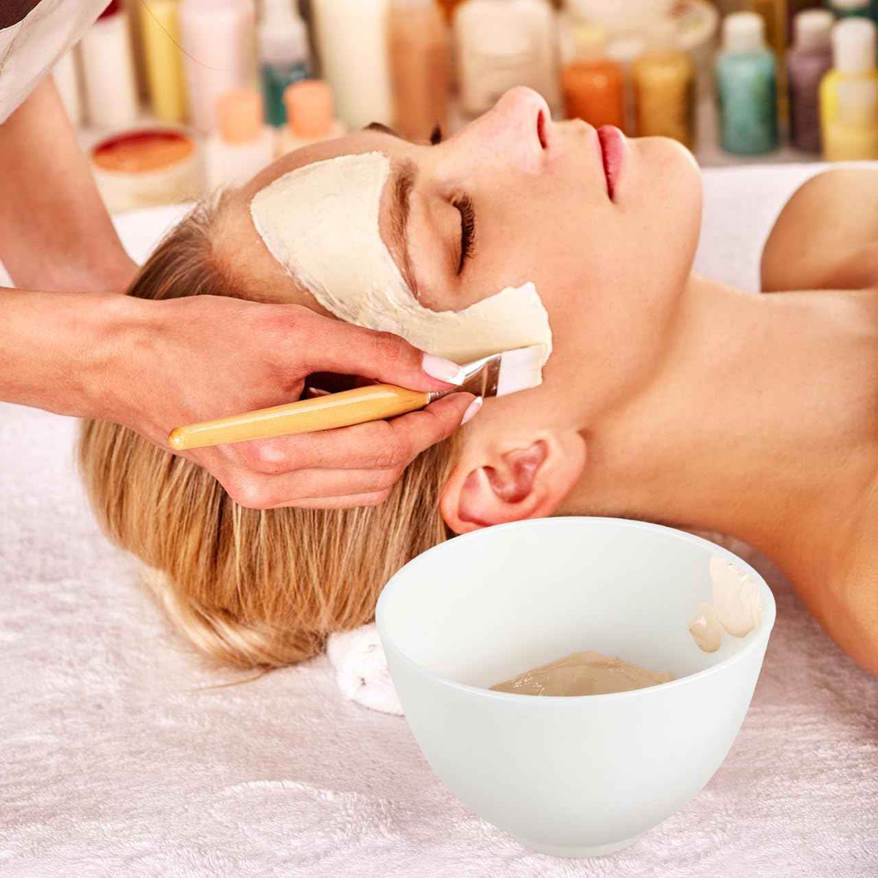 minkissy 5PCS DIY Face Mask Mixing Bowl Silicone Mask Bowl Silicone Facial Mask Mixing Bowl Cosmetic Mud Stirring Bowl Silicone Bowl Cosmetic Beauty Tool for Home Salon White