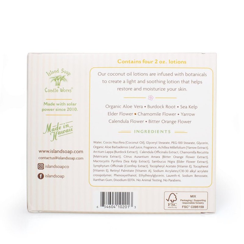 Island Soap and Candle Works Sampler Gift Set Scented Body Lotion for Men and Women - Paraben Free Body Moisturizer - Hydrating Hawaiian Skincare - Decorative Lotion Gift Box - 4 x 2 Ounce