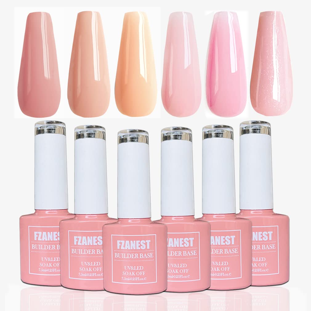 FZANEST Builder Gel Milky White Gel Polish Rubber Base For Nail Strengthener Extension LED Lamp Cured Color Base Nail Polish in Bottle