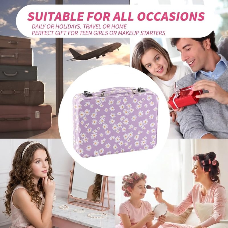 Hot Sugar Makeup Kit for Teenager Girls 13-15, All in One Beginner Makeup Kit for Women Full Kit, Teen makeup kit Cosmetic Gift Set on Birthday Christmas(Purple Daisy)