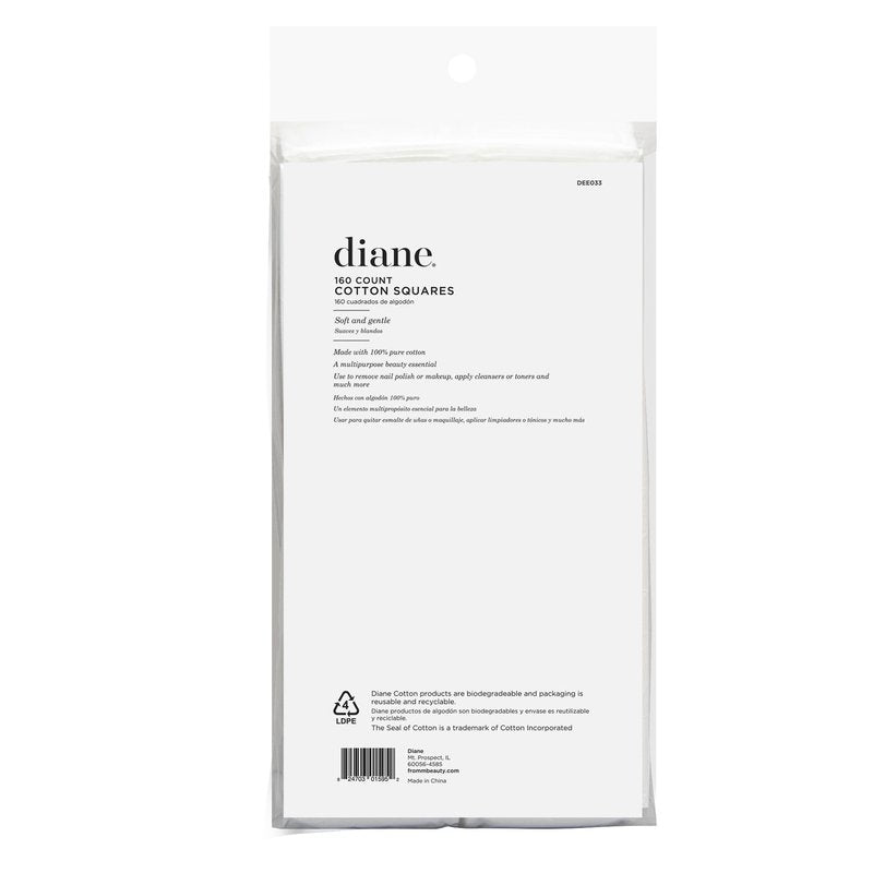 Diane Cotton Squares for Face & Skincare, 100% Pure Cotton for Makeup Removal, Toner Application, Nail Polish Removal & Facial Cleansing, Durable Multi-Layer Textured Squares, Gentle on Skin 160-count