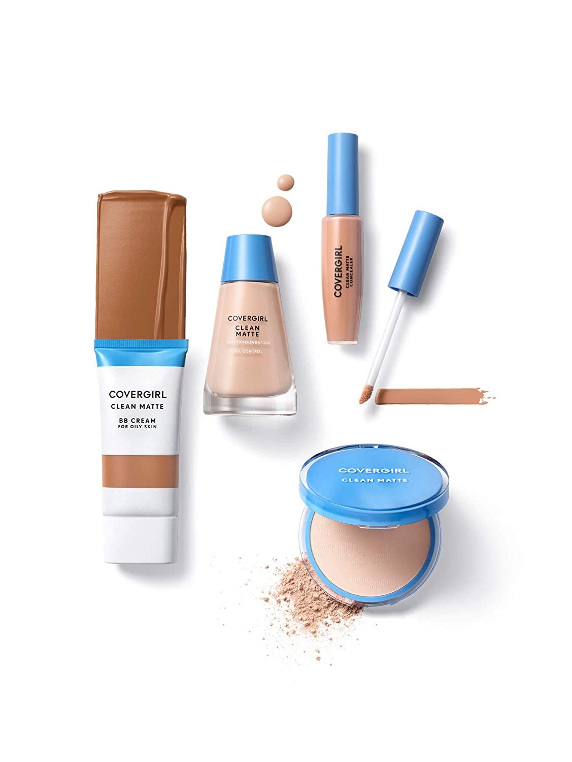 COVERGIRL Clean Matte Pressed Powder, Oil Control Powder, 1 container, .35 Fl Oz, Face Powder, Oil Free Loose Powder, Matte Finish, Lightweight, Shine Free Formula, Leaves Skin Smooth and Clean