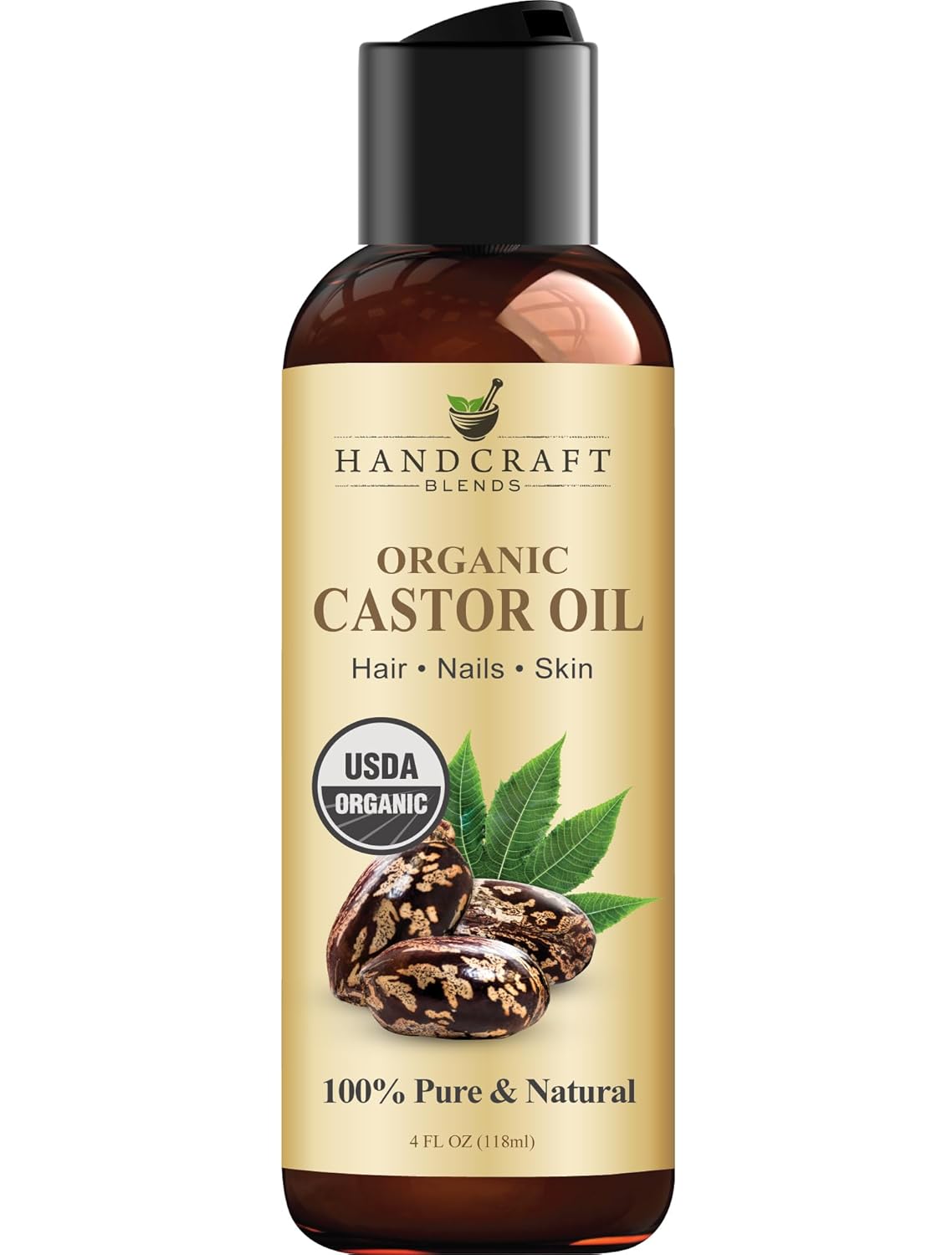 Handcraft Blends USDA Organic Jojoba Oil - Cold-Pressed 4 Fl Oz - 100% Pure and Natural - Premium Grade Carrier Oil for Skin and Hair - Hair and Body - Massage - Hexane-Free