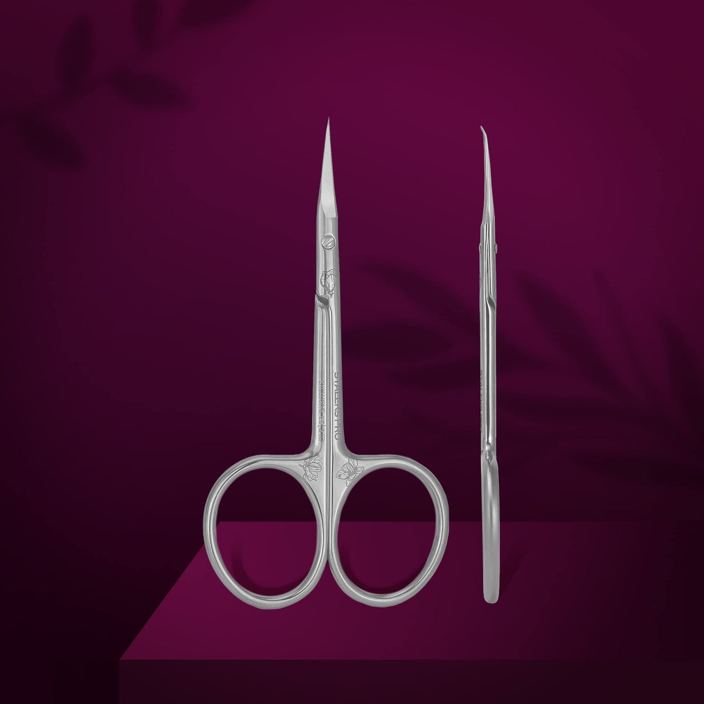 Staleks Pro Exclusive 23 Type 2 Professional Cuticle Scissors with hook (Magnolia pattern) - Pack of 1 - Model SX-23/2