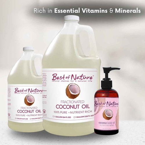 Best of Nature 100% Pure Fractionated Coconut Oil - Liquid MCT Massage & Body Oil, Unscented Moisturizer for Hair, Skin, Face, Aromatherapy Carrier for Essential Oils, 8 oz