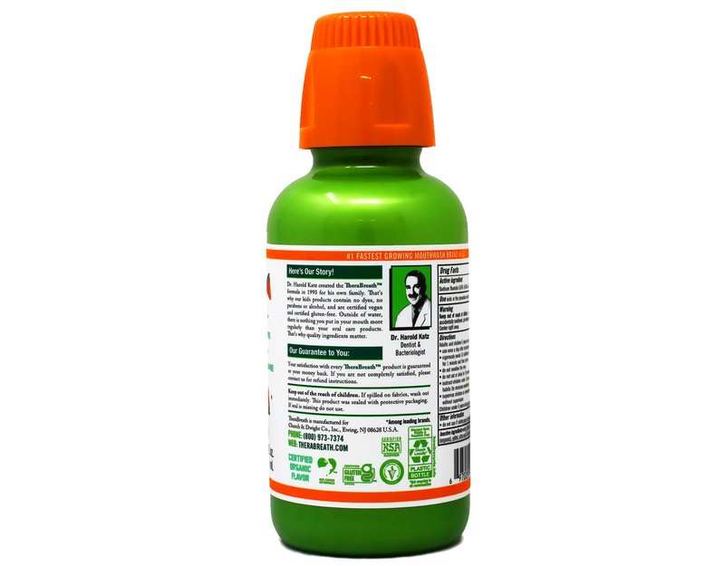 TheraBreath Kids Mouthwash with Fluoride, Organic Strawberry Splash, Anticavity, 10 fl oz & TheraBreath Kids Mouthwash with Fluoride, Organic Wacky Watermelon, Anticavity, 10 fl oz