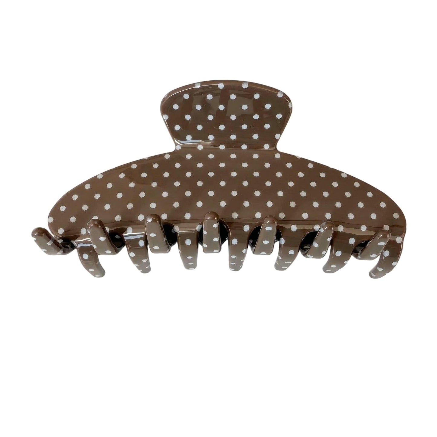 The RPZL Premium Acetate Big Hair Accessory | Oversized Claw Clip for Thick and Thin Hair | Stylish Hair Jaw for Women and Girls (Brown Polka Dot Chip Clip)