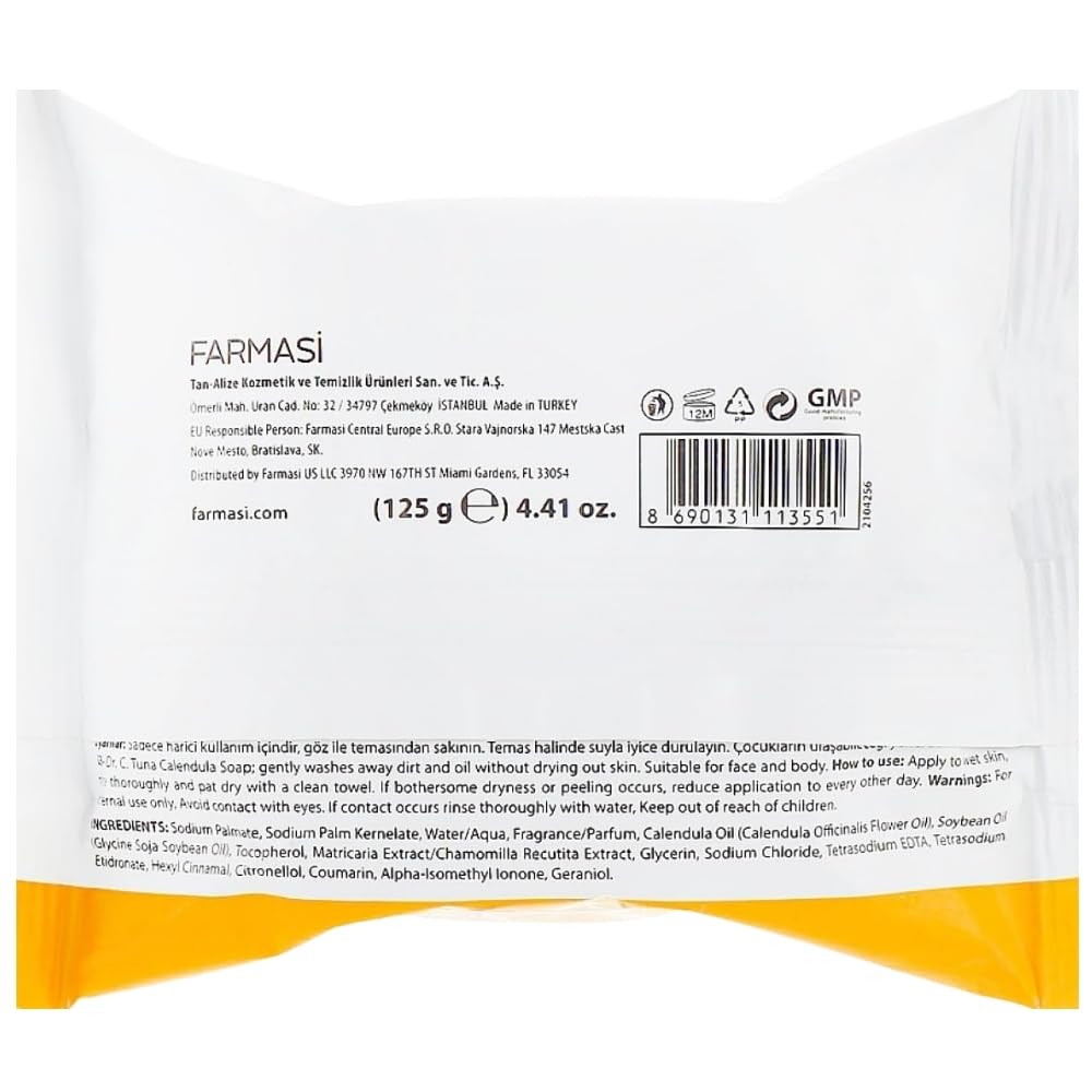 FARMASi Dr. C. Tuna 3 Pack Calendula Soap Bar, Hydrating Skin Care, 4.41oz