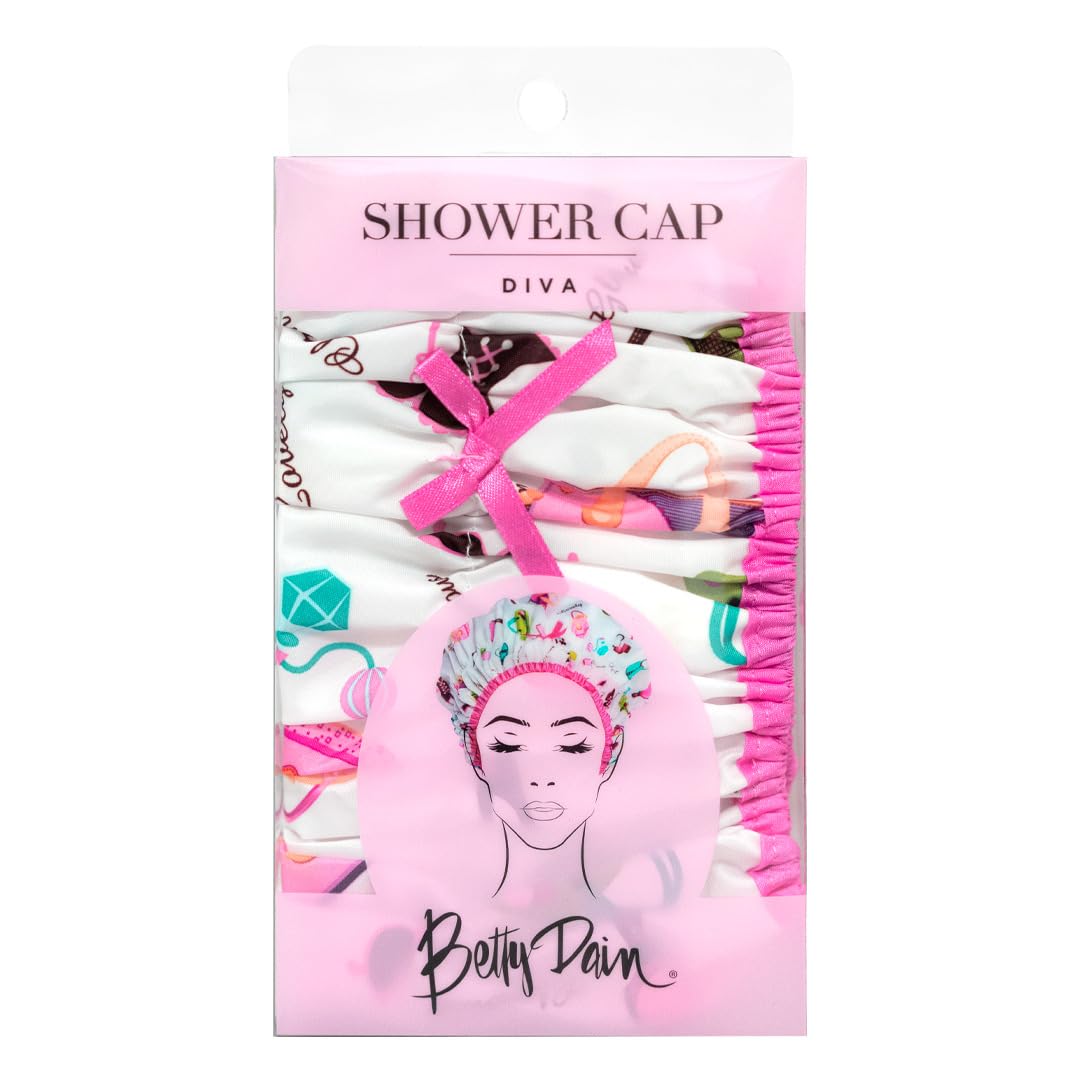 Reusable Shower Cap & Bath Cap & Lined, Oversized Waterproof Shower Caps Large Designed for all Hair Lengths with PEVA Lining & Elastic Band Stretch Hem Hair Hat - Fashionista Deco Dots