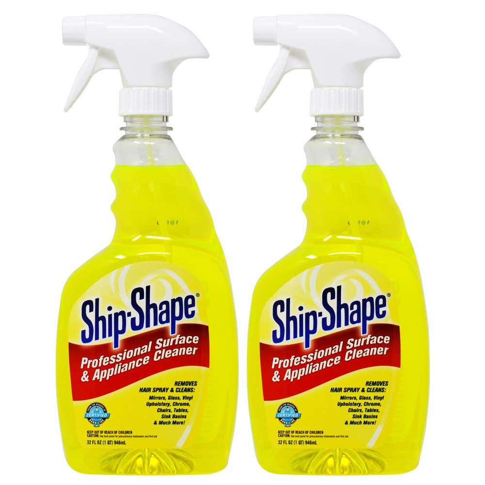 Ship-Shape Professional Surface & Appliance Cleaner - 2 Pack (32 Fl Oz Each) | All In One Salon Cleaning Spray | Removes Hair Residue from Flat Irons, Mirrors & Furniture | Streak-Free, Phosphate-Free