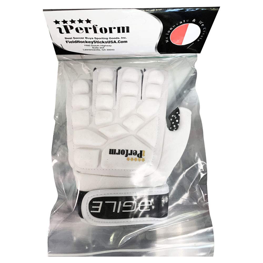 IPERFORM Men's Field Hockey Gloves Agile White Style Half Finger Left Handed (Small, Agile - Half Finger)