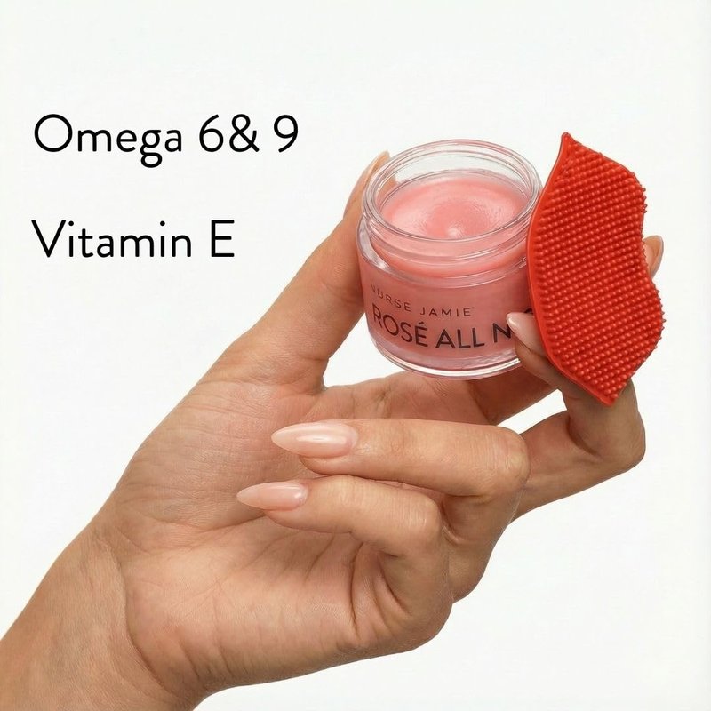 Nurse Jamie Rosé All Night Lip Mask & Exfoliating Tool – Hydrating Overnight Treatment for Softer, Smoother Lips