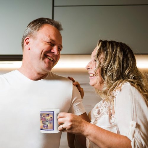 3dRose Ribbon and Cake Happy 56th Birthday Ceramic Mug, 11-Ounce