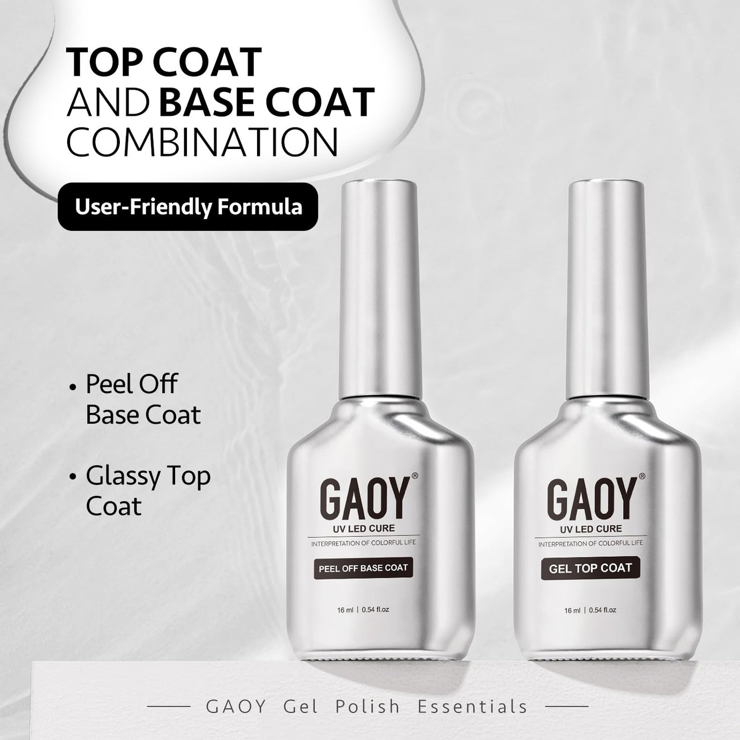 GAOY Peel Off Gel Base Coat for Gel Nail Polish, 16ml Peelable Clear Foundation for Use with UV LED Nail Lamp