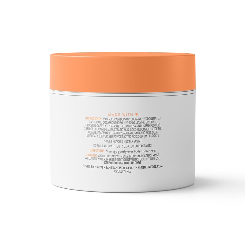 Native Sweet Peach & Nectar Exfoliating Body Scrub for Women & Men, 1 Wash to Soft, Smooth Skin, Gently Exfoliates Even Sensitive Skin, Clean Formula, Enhances Skin Radiance, Free of Silica, 12oz
