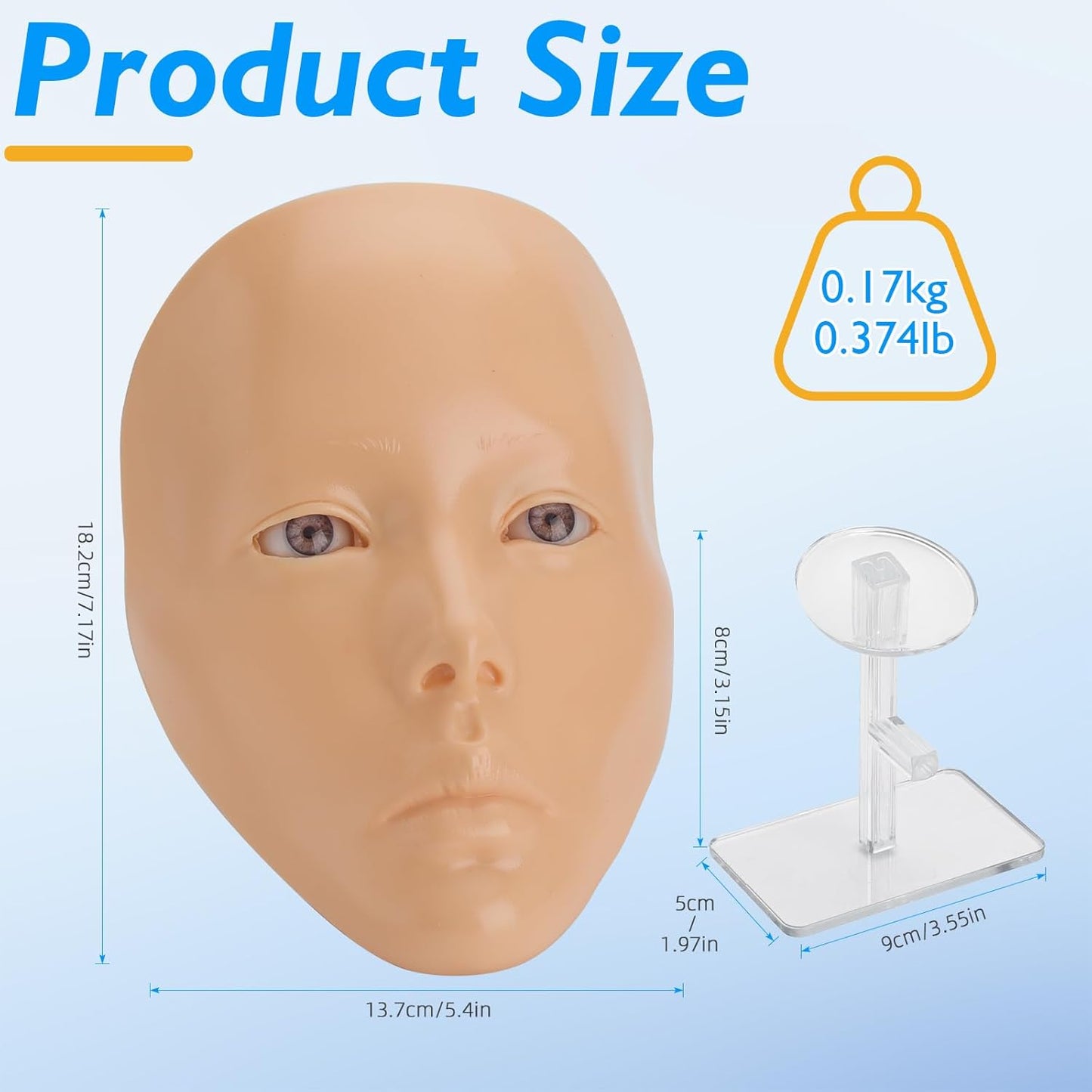Silicone Makeup Practice Face Board - 5D Realistic Model for Beginners | Reusable Eyeshadow Training Tool