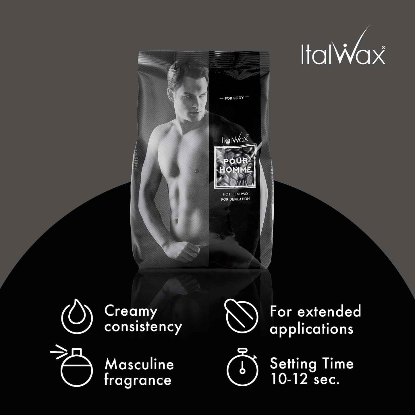 Italwax Pour Homme - 500g / 1.1lb - Hard wax beads for hair removal - Special for man - Natural formulation - Easily removes coarse hairs - Ideal for barber shops