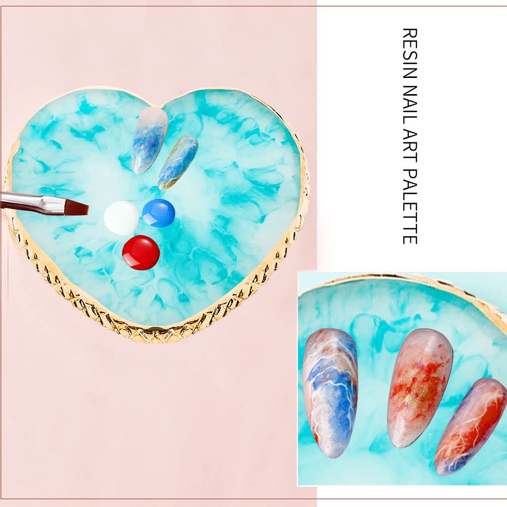 2 Pcs Resin Nail Art Palette, Nail Art Painting Palettes Gold Edge Nail Holder Nail Art Display Board