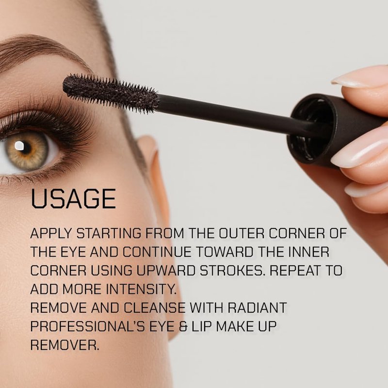 Radiant Professional Studio Mascara ā Volumizing & Lengthening Mascara, Smudge-Proof, Non-Clumping, Silicone Brush, Natural Finish for Sensitive Eyes, Clean Vegan Formula, 0.30 oz (02 Electric Blue)