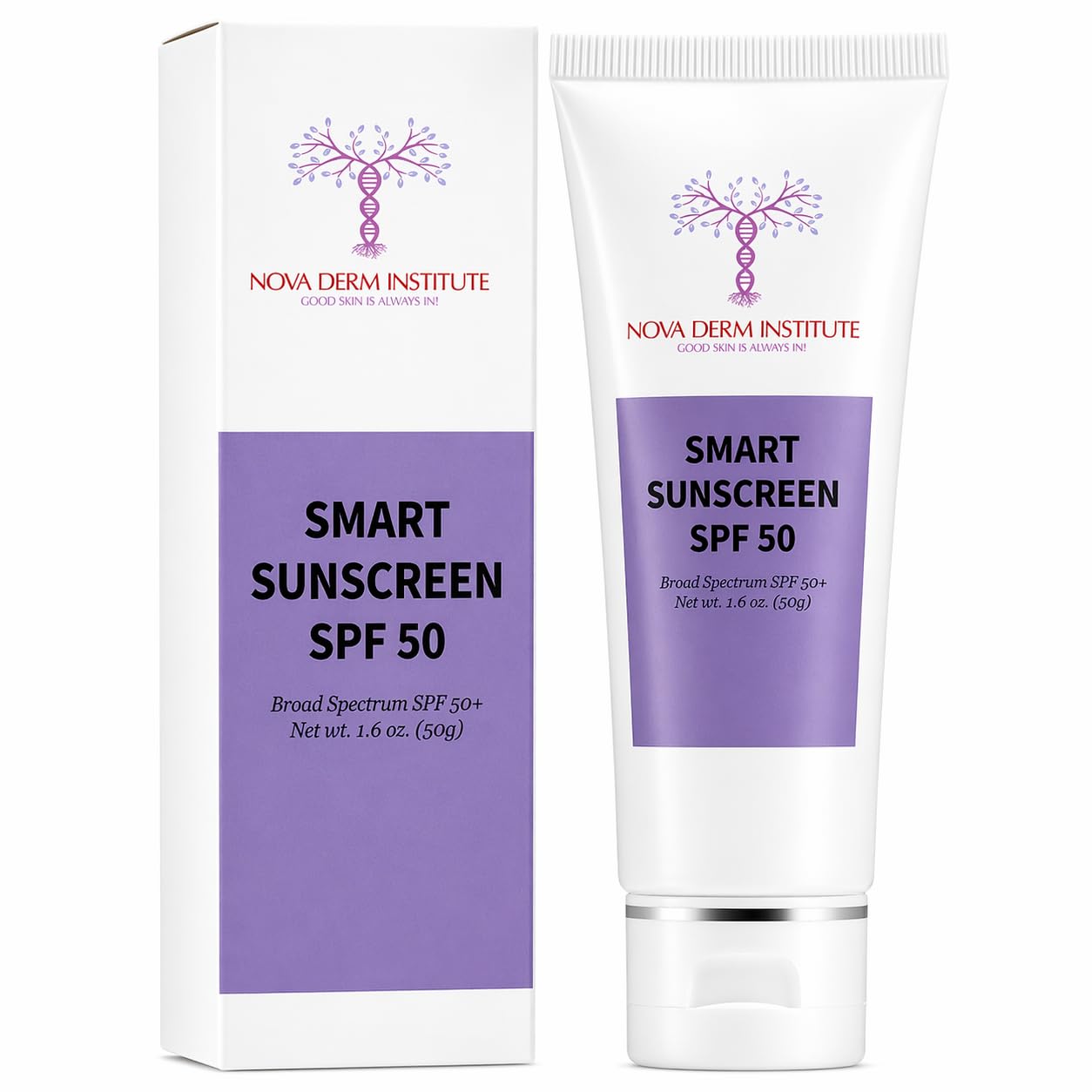Nova Derm Smart Sunscreen SPF 50 - Clear Invisible Gel, Non-Comedogenic, Oil-Free | For All Skin Types (1 fl oz)