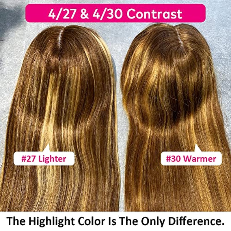 Flady Highlight Ombre Blonde Lace Front Wig Human Hair #4/30 Colored Glueless Wigs Human Hair Pre Plucked with Baby Hair 180 Density Straight HD Lace Frontal Wigs for Black Women