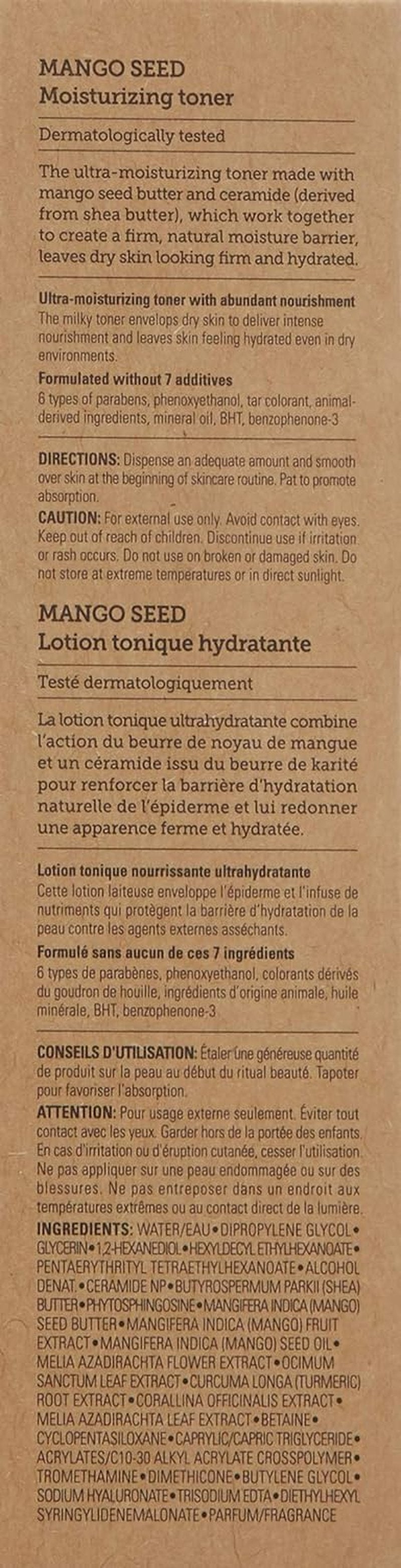 The Face Shop Mango Seed Moisturizing toner | Intense Hydrating & Nourishing Toner with Subtly Sweet-Scented for Dry Skin | Rich & Everlasting Skin Moisturization, 5.4 Fl Oz