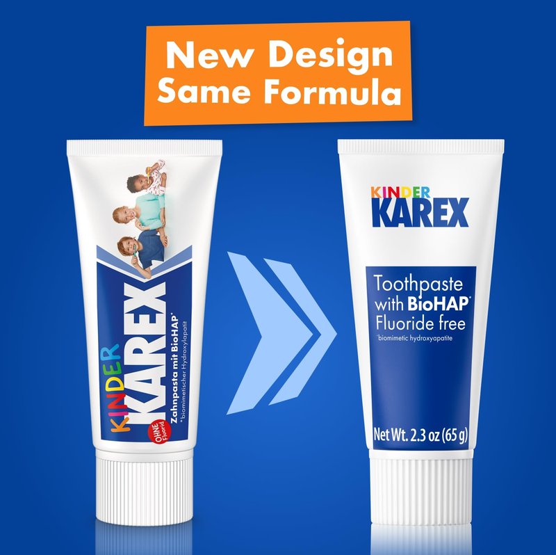 Kinder Karex Hydroxyapatite Kids Toddler Toothpaste I Fluoride Free I Clinically Tested I 2.3 oz (Pack of 3)