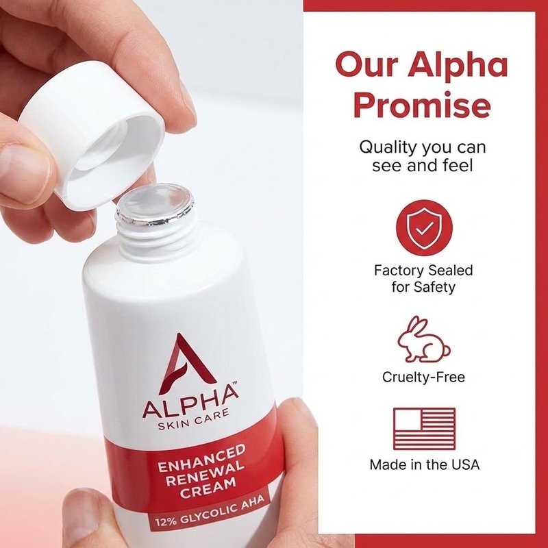 Alpha Skin Care Enhanced Renewal Cream, Anti-Aging Formula, 12% Glycolic AHA, Reduces Lines & Wrinkles, Normal to Dry Skin, 2 Oz, Pack of 1
