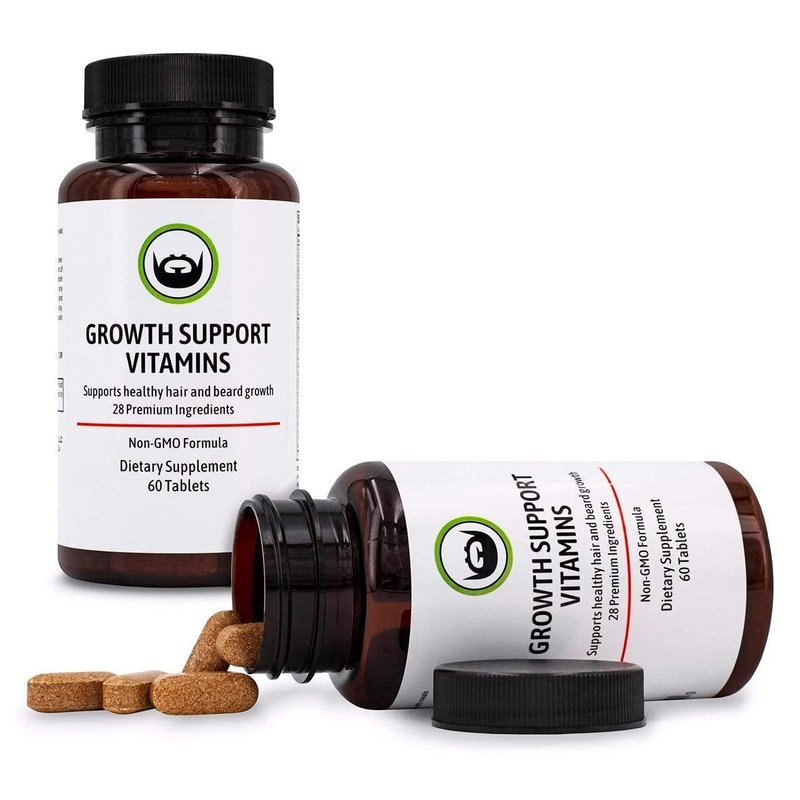 Beard Organics Growth Support Vitamins | Biotin 10,000mcg, Vitamin E | Beard Growth Supplement for Men | 30-Day Supply | Grow Fuller, Stronger, Healthier Facial Hair - 60 Capsules