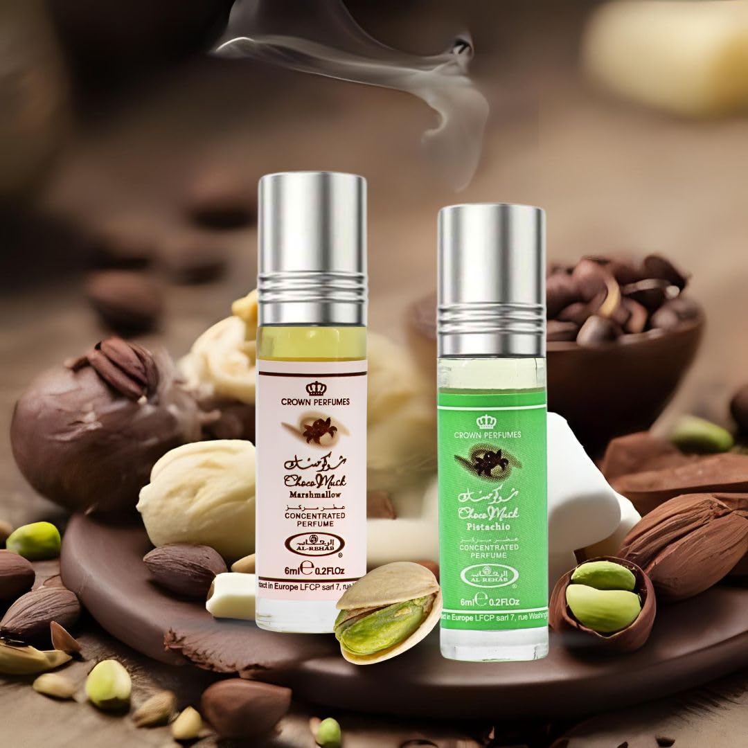 Al-Rehab Choco Musk Marshmallow Perfume Oil Roll-On - 6ml (0.2 oz) | Gourmand Fragrance with Strawberry, Marshmallow & Cocoa | Sweet, Fluffy & Addictive | Arabian Dessert Scent for Women
