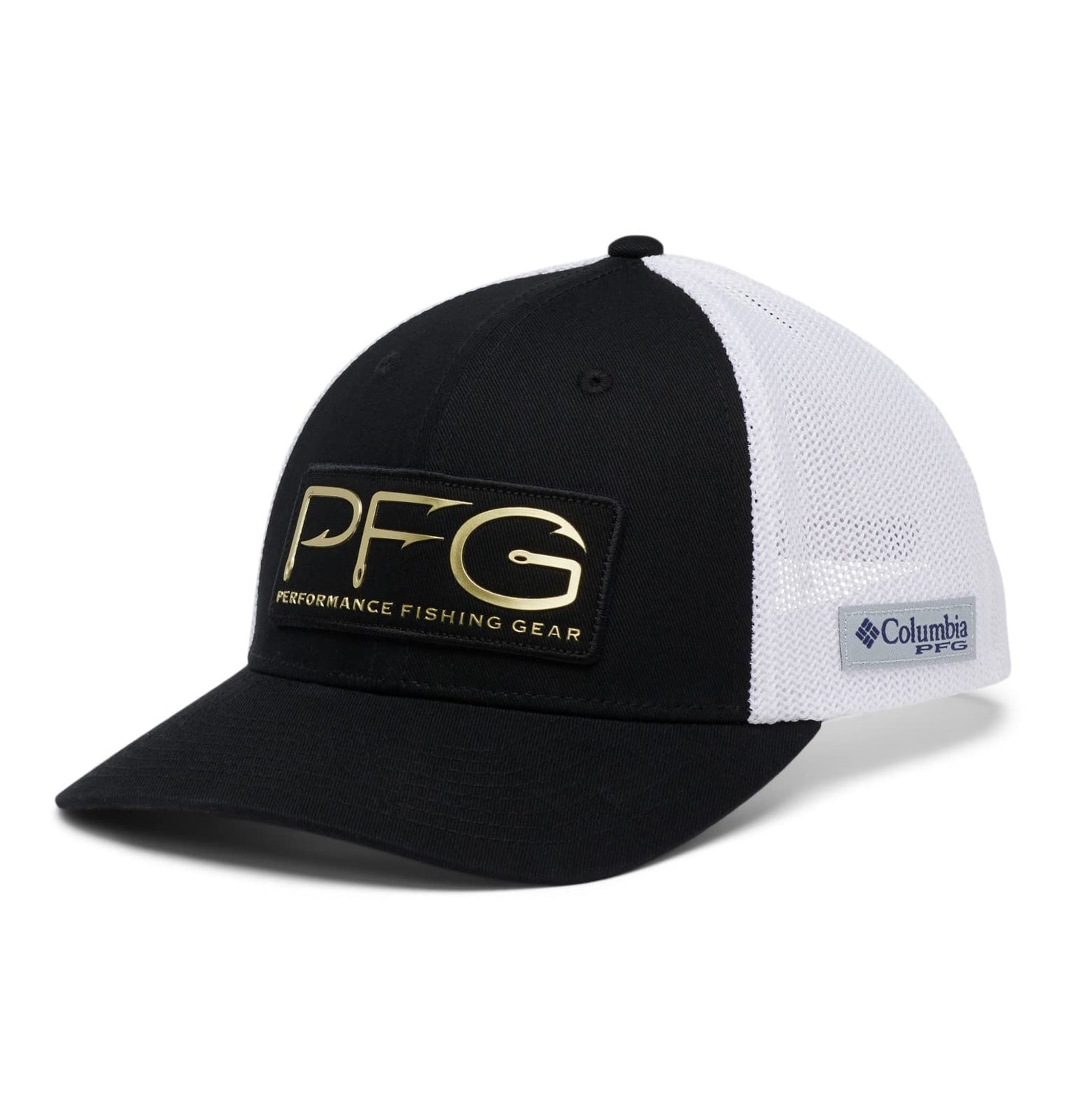 Columbia Unisex PFG Hooks Mesh Ball Cap-High Crown, Black/Gold, XX-Large