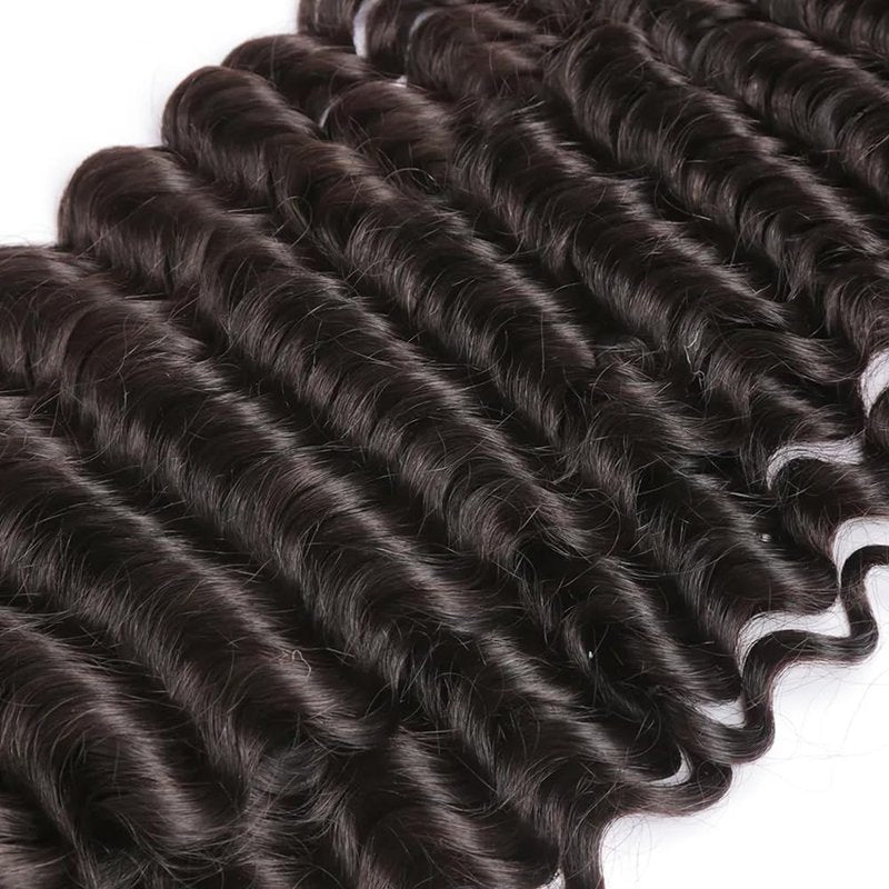 Loose Deep Wave Human Hair Bundles Natural Black Color Deep Wave Bundles Human Hair 12 14 16 Inch Double Weft Brazilian Virgin Remy Hair Extensions Loose Wave Bundle 300G