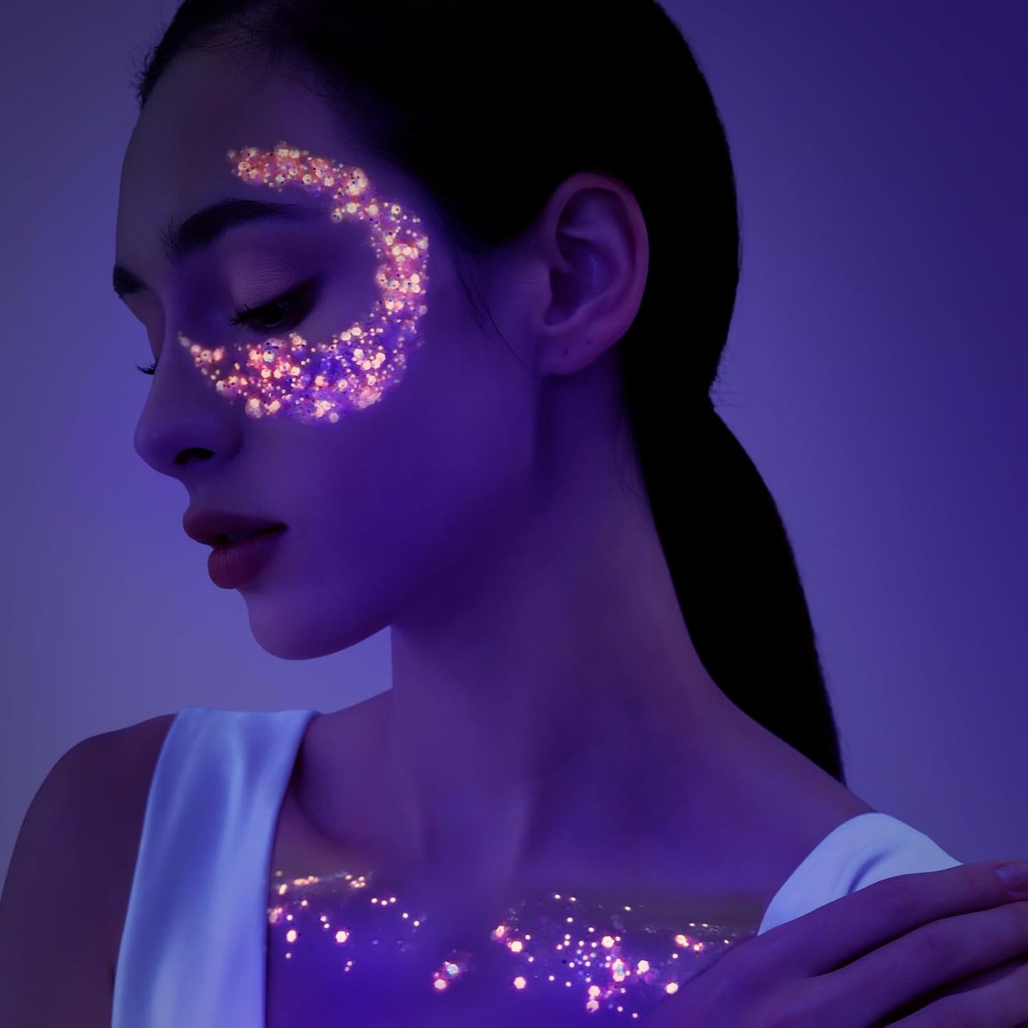 Teenitor 6 Colors Glow in The Dark Glitter Gel, Face Glitter Gel, Body Glitter Hair Glitter for Halloween Makeup UV Black Light Party Cheer Raves Festivals