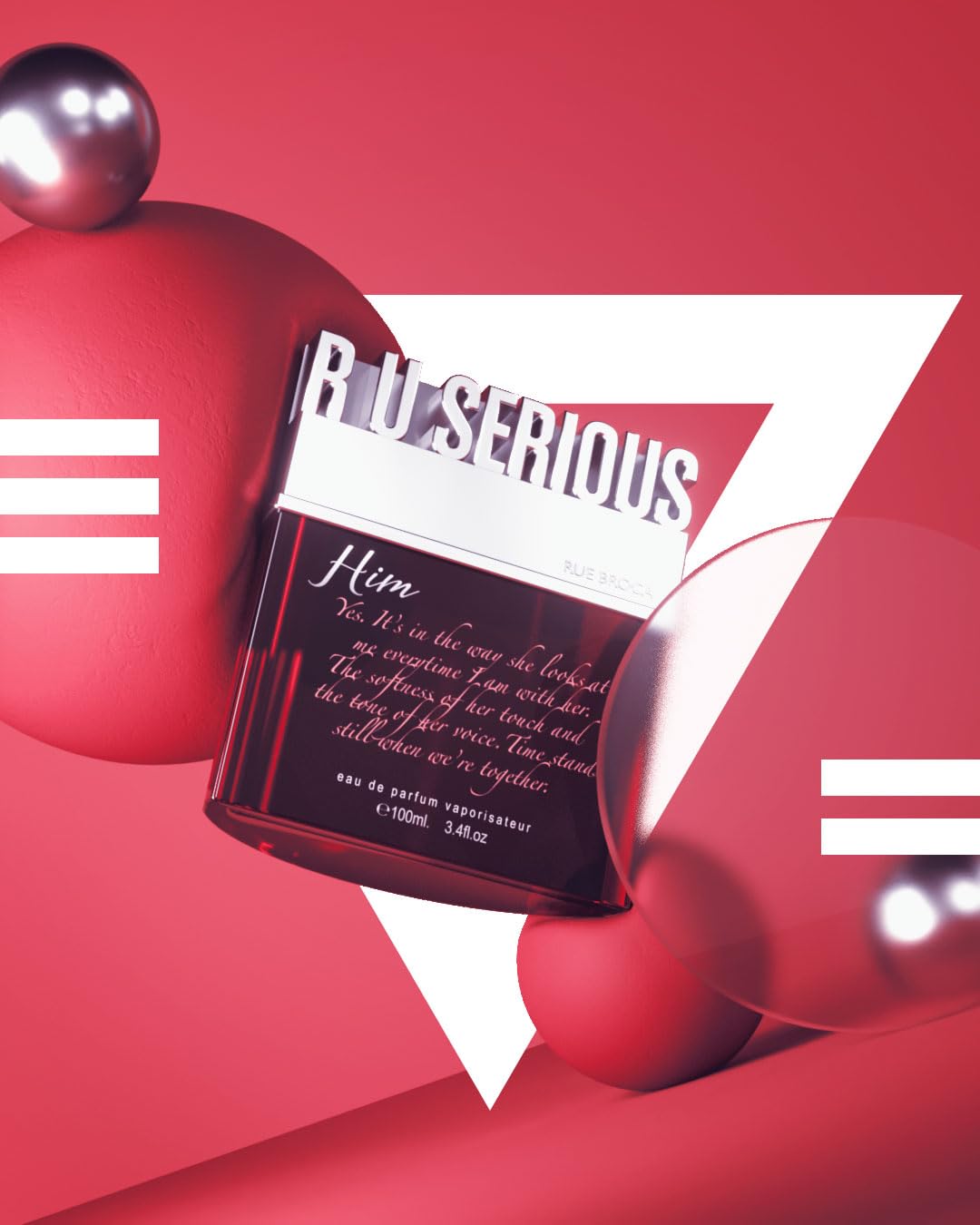 Rue Broca R U Serious Him Eau de Parfum Spray For Men, 3.4 Fl. Oz – Aromatic, Fresh, and Sensual Masculine Fragrance