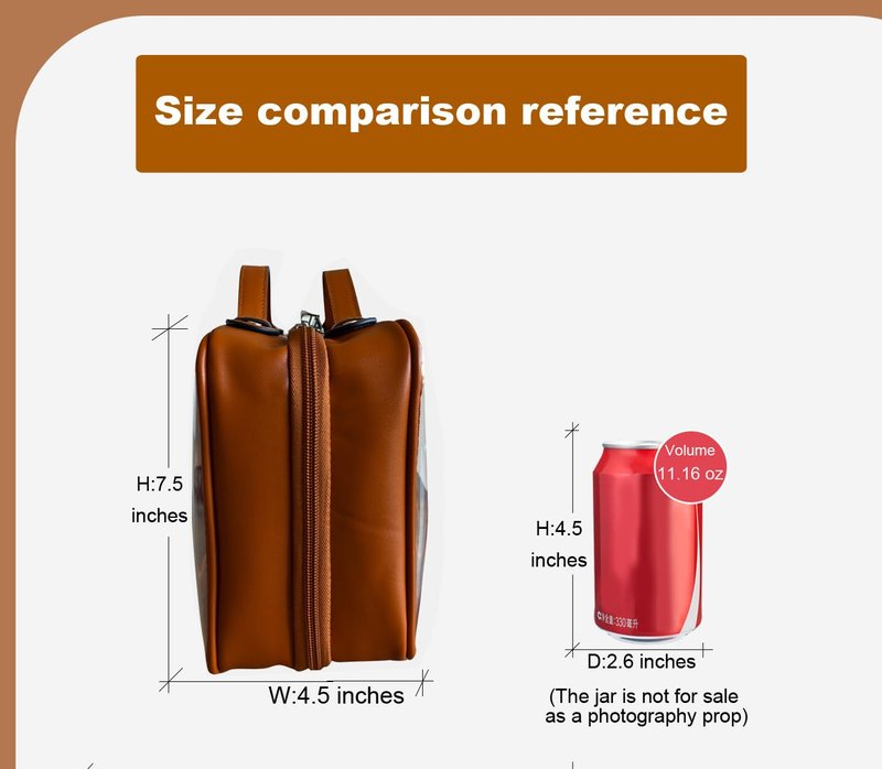 SANHECUN traveling toiletry case clear cosmetics case makeup bag Dimensions | LxWxH:10” x 4.5” x 7.5”(Brown, Medium)