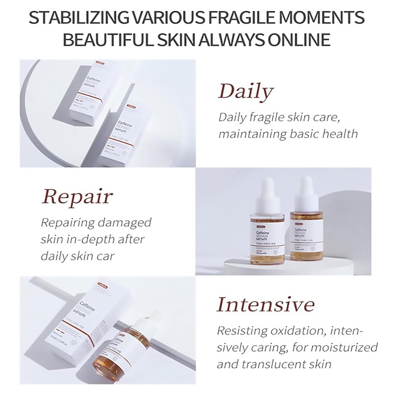 Caffeine Repair Face Serum - Anti-Aging Hydration with Natural Extracts | 37ml for Reduced Puffiness and Fine Lines