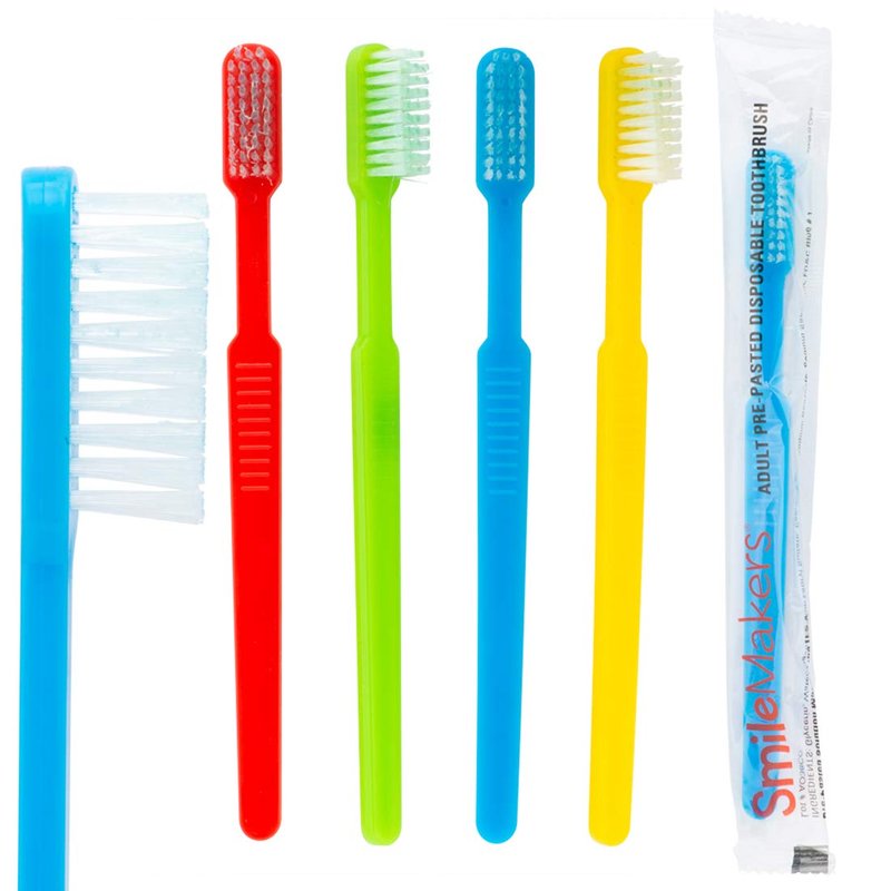 SmileMakers Disposable Toothbrushes with Toothpaste Built in - Bulk 144 Count Pre-Pasted Mini Travel Toothbrush Pack | Individually Wrapped Single Use for Hotels, Offices & Emergency Kits