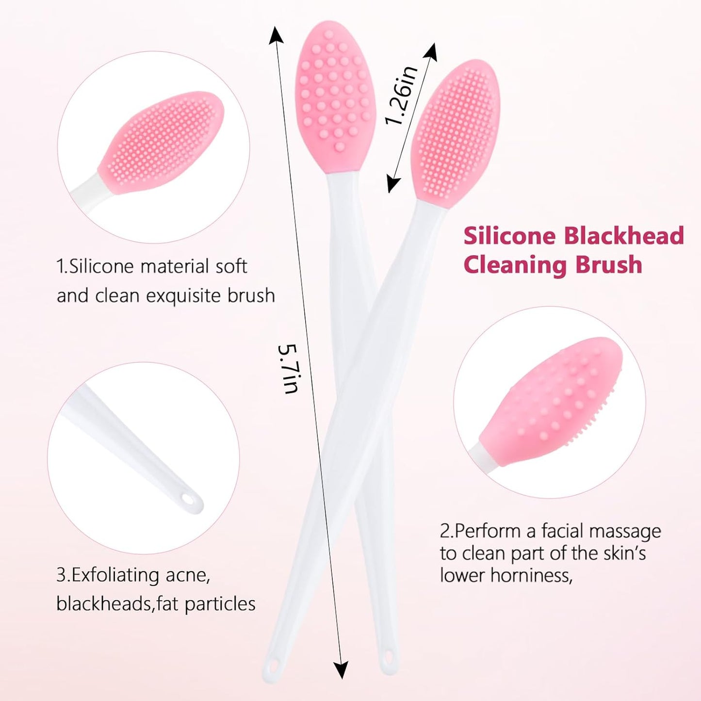 Silicone Face Scrubber, 2pcs Exfoliating Lip Brush, 2pcs Face Cleansing Brush & Silicone Facial Mask Brush Exfoliator Blackhead Skin Care Tool