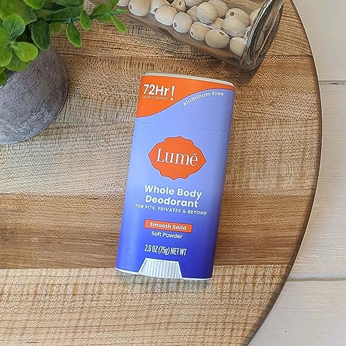 Lume Whole Body Deodorant - Invisible Cream - 72 Hour Odor Control - Aluminum Free, Baking Soda Free, Skin Safe - 3.0 Ounce Tube and 2.6 Ounce Solid Stick Bundle (Soft Powder)