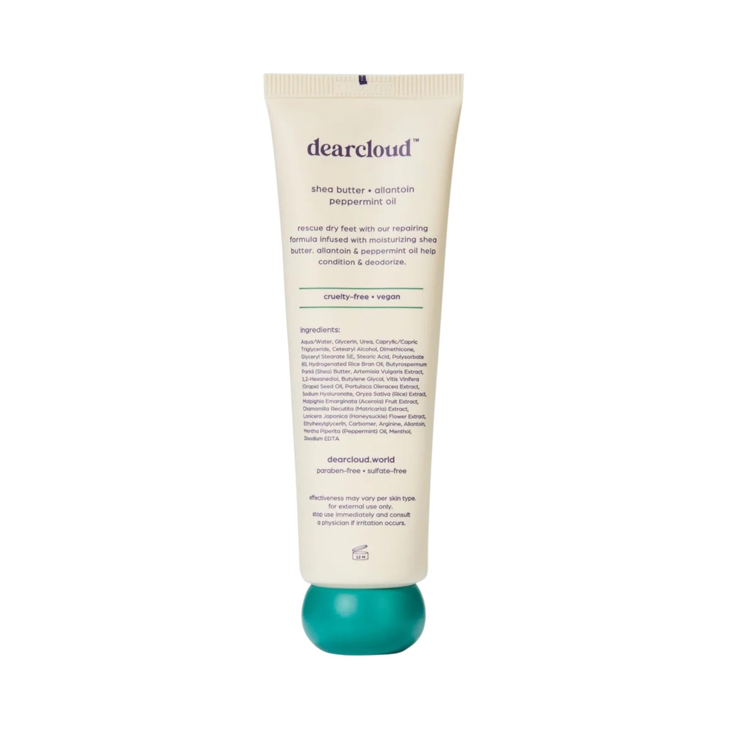 dearcloud Rescue Butter Foot Cream – Cracked Heel Repair Cream with Shea Butter, Urea, Peppermint Oil & Allantoin – Korean Foot Cream - 3 fl oz (Fresh Peppermint)