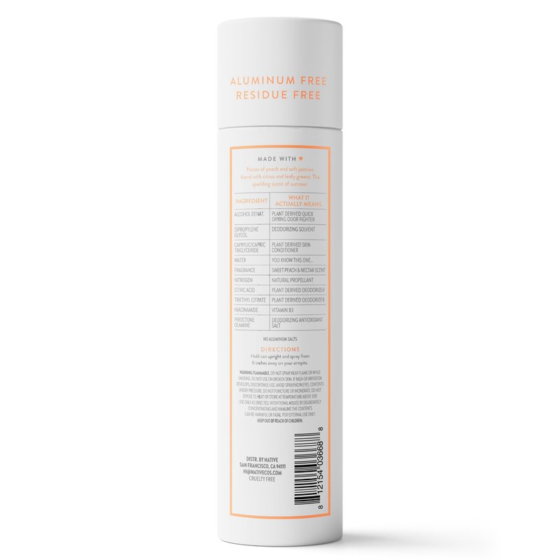 Native Deodorant & Body Spray, Sweet Peach & Nectar, 72-Hour Odor Protection for Underarms & Body, Aluminum Free, Quick Drying, 3.5 oz