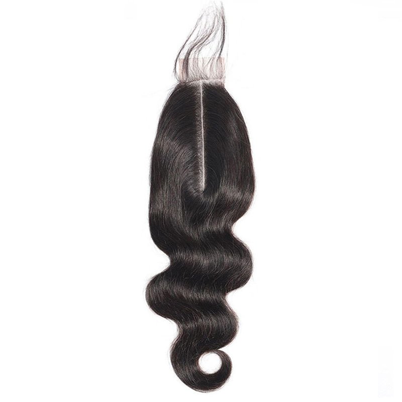 2x6 Hd Lace Closure Body Wave Brazilian Human Hair Skin-Like Invisible Lace Frontal Remy Virgin Hair Extensions Pre Plucked Hairline Single Smal Knots 130% Density Weave 16 Inch