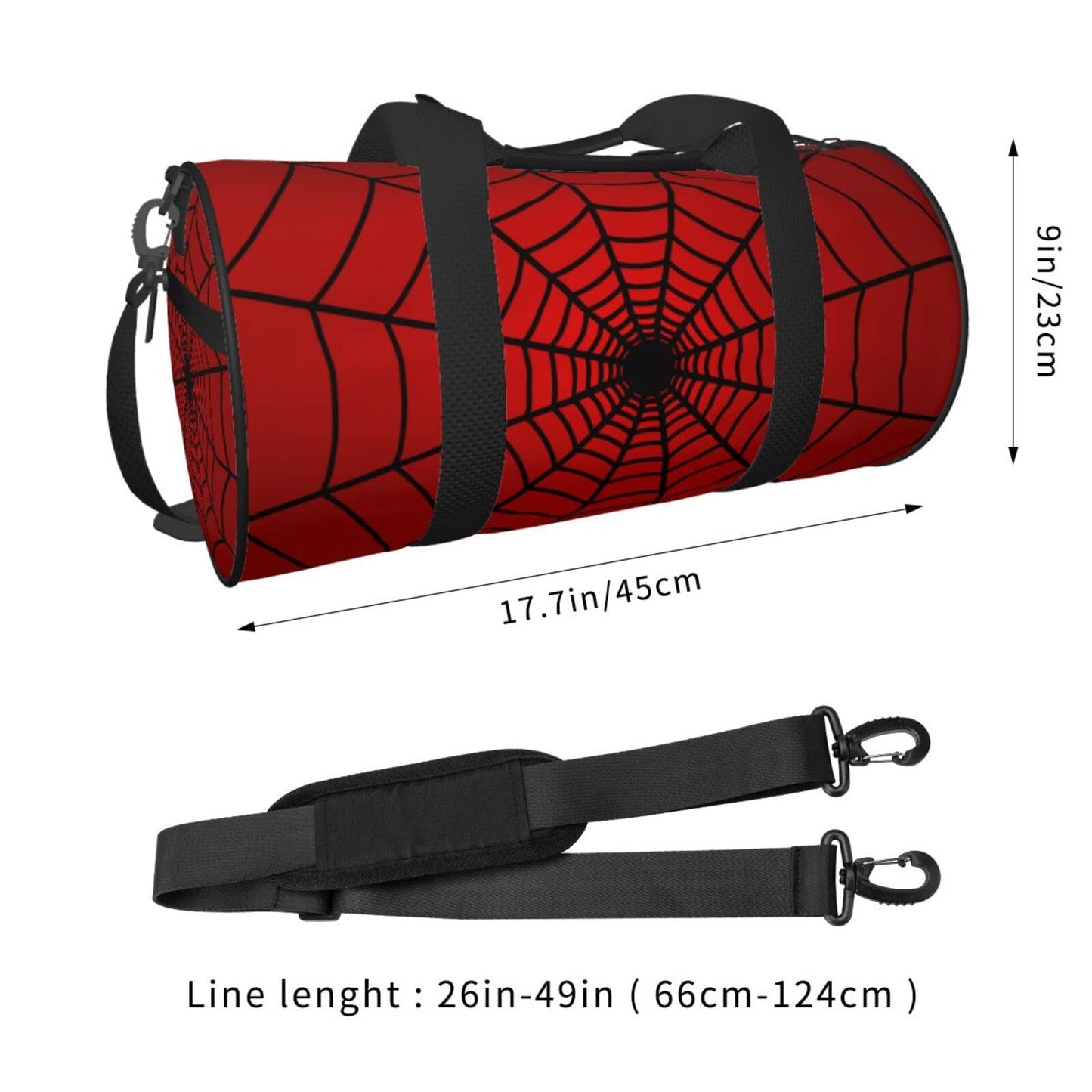 Red Spider Web Sports Gym Duffel Bag for Men Women Weekender Travel Workout Training Handbag Water Resistant One Size