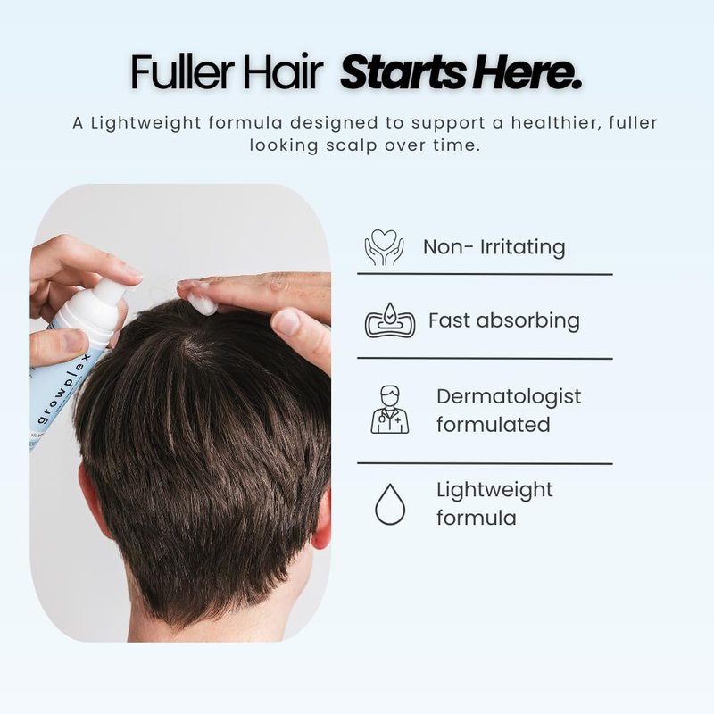 Growplex Vitafoam 5% Minoxidil Foam for Men & Women, DHT Blocking Minoxidil for Men Foam, Non-Greasy, Fast-Drying Formula for Hair Regrowth