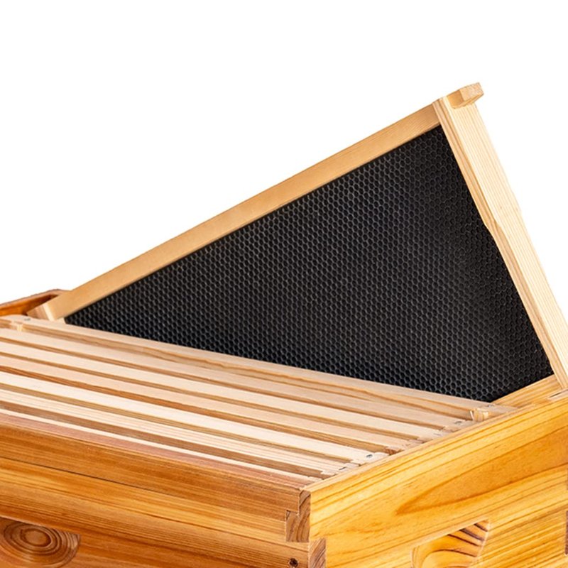 Deep Brood Beehive Frames with Wax Foundation, 10 Pack Honey Bee Frames with 100% Beeswax Coated Food Grade Foundation Sheets, 9-1/8-Inch (Black)
