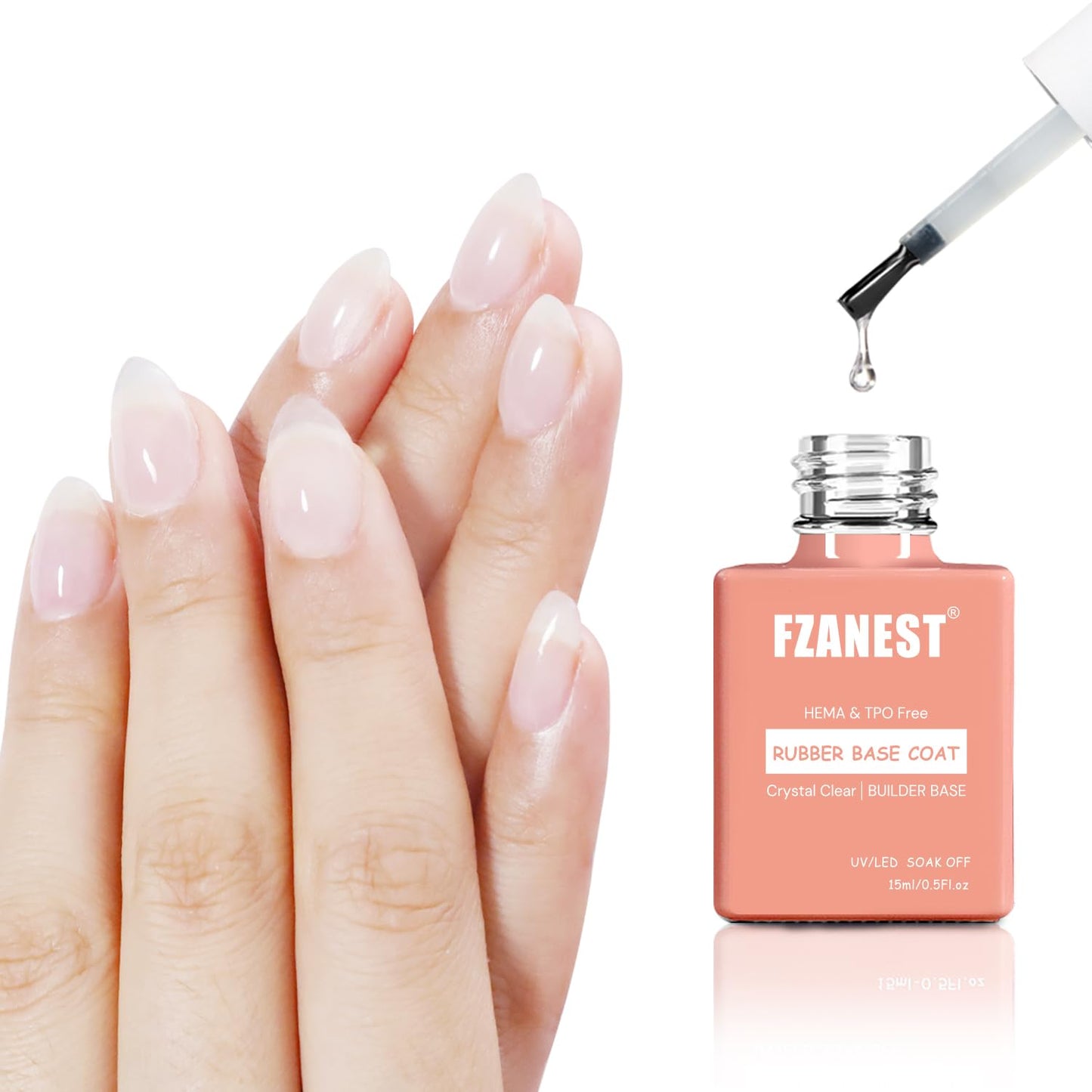 FZANEST Builder Gel Milky White Gel Polish Rubber Base For Nail Strengthener Extension LED Lamp Cured Color Base Nail Polish in Bottle