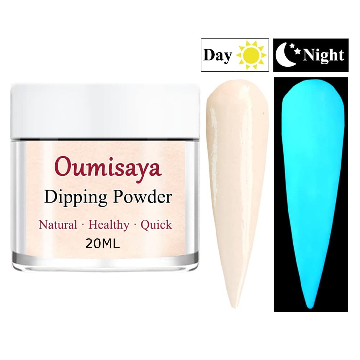 Glow in the Dark Nail Dip Powder Pink White French Colors Starter 8pcs Set