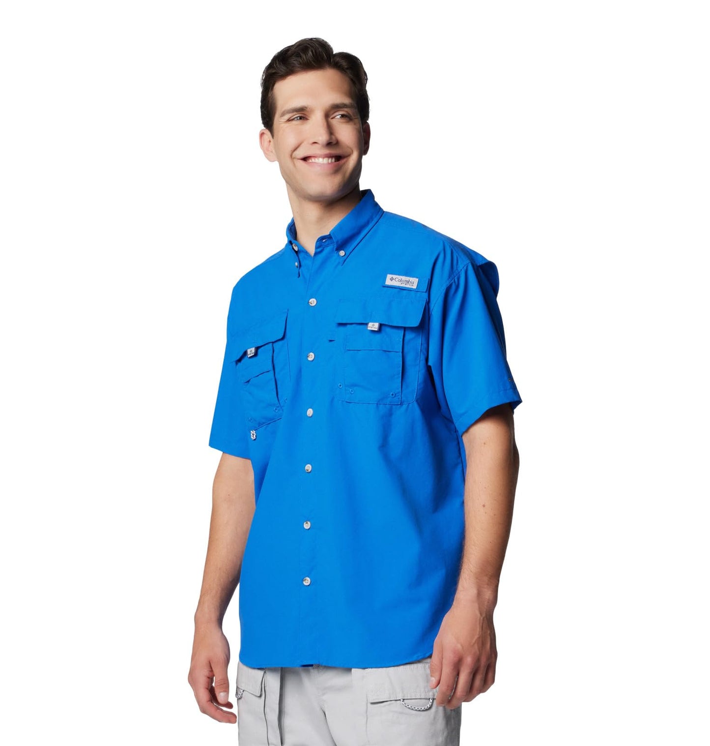 Columbia Men's Bahama II UPF 30 Short Sleeve PFG Fishing Shirt, Vivid Blue, Small