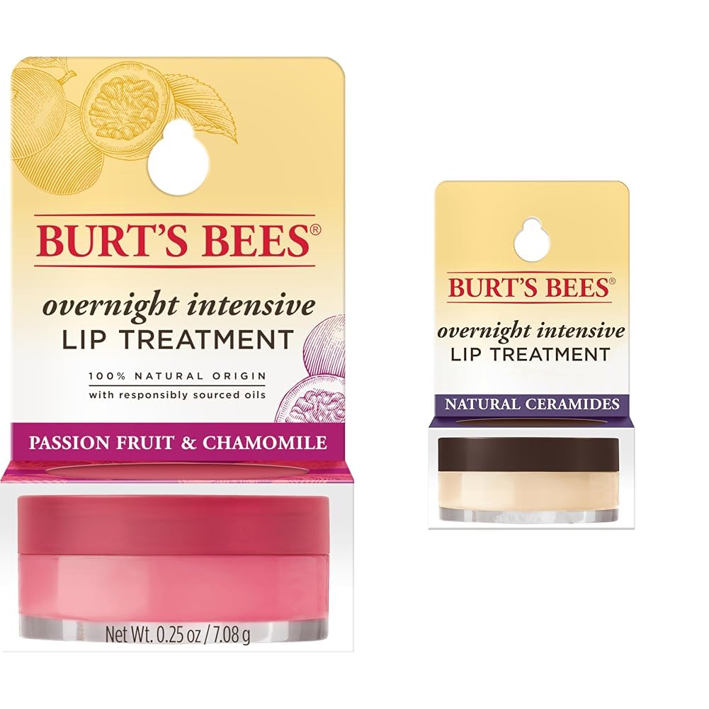 Burt's Bees Overnight Lip Treatments Bundle with Passionfruit 0.25oz Mask and 0.25oz Vitamin E Treatment