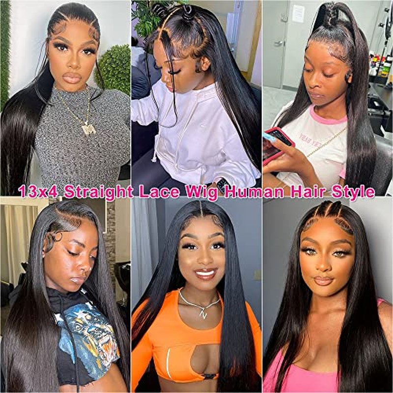 mengkai 30 Inch Straight Lace Front Wigs Human Hair Pre Plucked Bleached Knots 13x4 HD Lace Front Wigs Human 180% Density Lace Frontal Wigs with Baby Hair Glueless Wigs